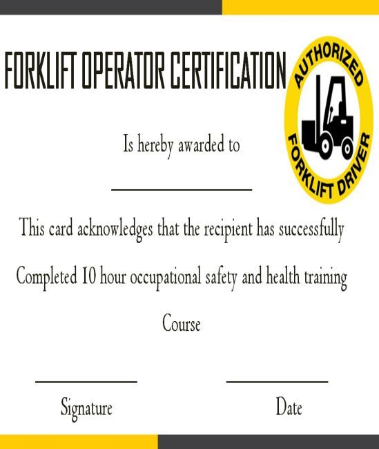 Free Printable Forklift Certification Cards caqweproject